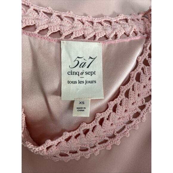 Cinq a Sept Ellina Lace Trim Silk Blouse Sleeveless Crochet Trim Round N… - Picture 7 of 7